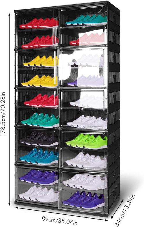 10 Tiers 40 Pairs Collapsible Shoe Rack Organizer with Doors Foldable Shoe Rack Organizer Cabinet for Closet Entryway Living Room