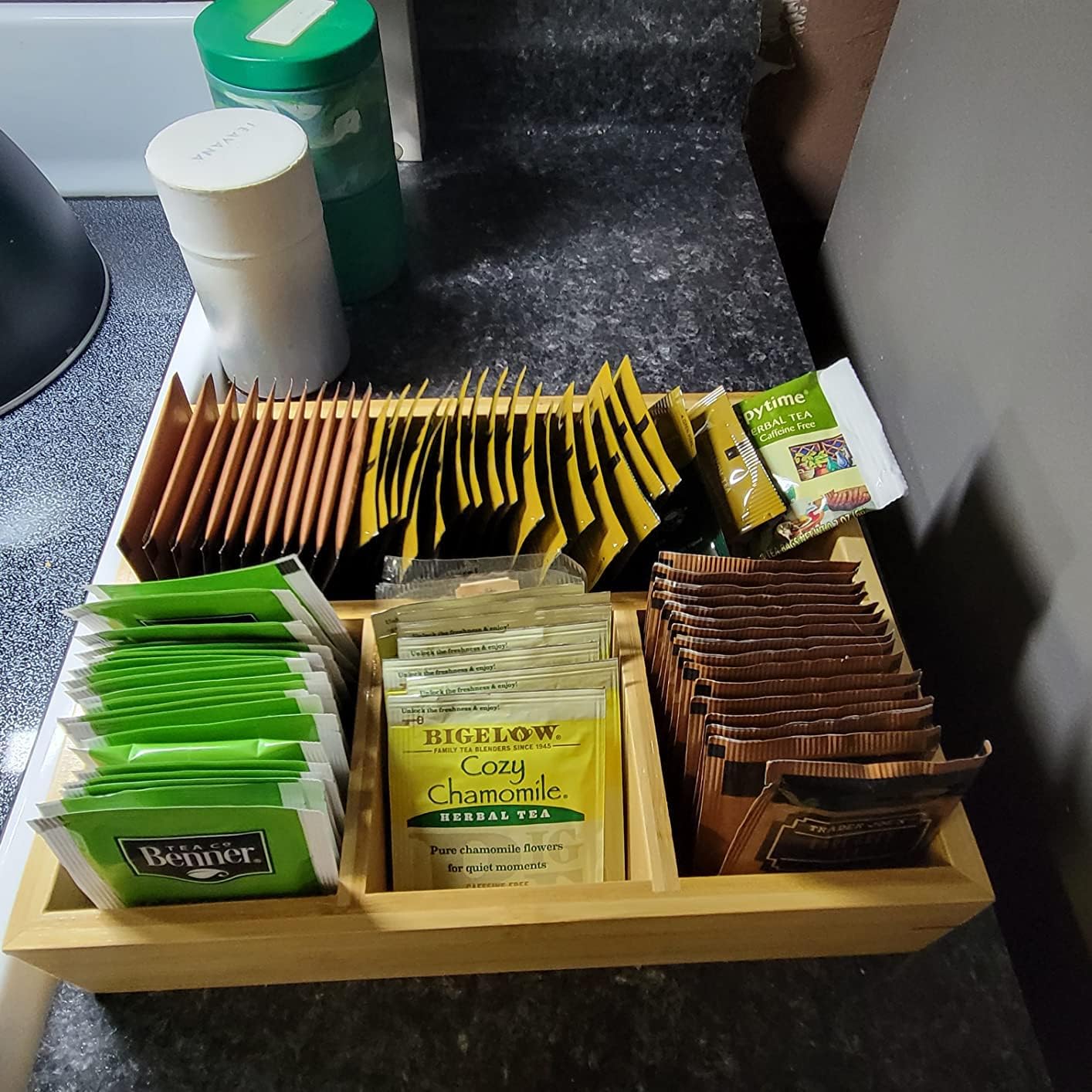 XIMISISE Tea Bag Holder, Tea Bag Storage Organizer, Tea Candy Basket, Sugar Packet Organizer, Coffee Station Condiment Organizer