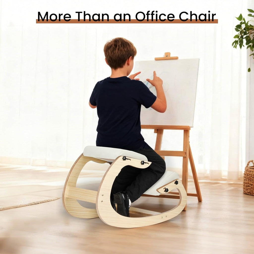 Ergonomic Kneeling Chair - Adjustable Seat, Smooth Rocking Base for Active Posture, Relieves Back & Spine Pressure for Office &Home Sturdy Kneeling Desk Chair Holds 300 lbs, Durable & Stable