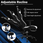 PC Gaming Chair Ergonomic Racing Office Chair Video Game Chair, Massage Function Lumbar Support with Arms Footrest & Headrest Nice Chic Desk Chair, Adjustable Home Office Chair - White
