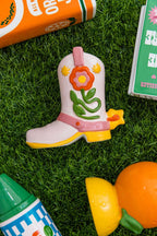 ban.do Small Ceramic Cowboy Boot Vase, Giddy Up | Cute Petite Cowgirl Boot, Colorful Ceramic Shelf Decor for Home or Office, Unique/Quirky/Funky/Fun Flower Vase or Pencil Cup