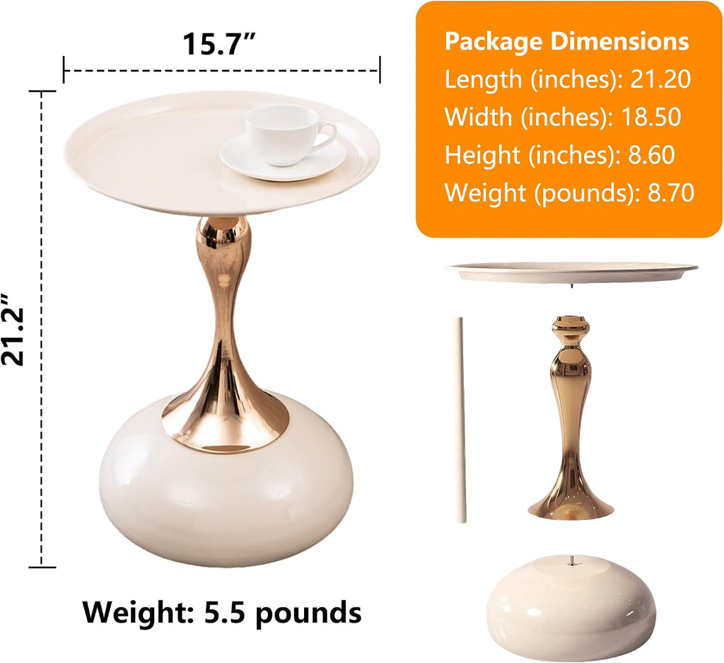 Modern Pedestal Small Round Side Table, Metal Coffee End Table, Bedside Sofa Decorative Accent Table for Small Space, Living Room, Bedroom, Cafes, Office, Corners (Pedestal B, Gray)