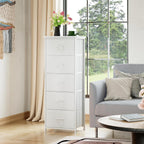 Somdot Tall Dresser for Bedroom, 5 Drawer Storage Cabinet, White | Fabric Dresser with Removable Bins, Steel Frame, Wood Top Home Furniture, Closet Organizer, Nursery, Dorm, Entryway Storage