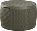 Keter Circa 37 Gallon Resin Deck Box Stool, All-Weather Outdoor Storage Seat with Rattan-Look Finish, Durable Patio Storage Bench for Cushions, Garden Tools, Pool Accessories