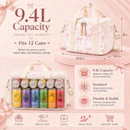 LOIDOU Lunch Box for Women Men Insulated Corduroy Lunch Bag Cooler Leakproof Reusable Adult Lunchbox Adjustable Strap lunch tote for Work Office Beach Picnic (Beige Bow)