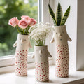 MOUGIGI Family Face Vases Set of 3 - Cute Handmade Ceramic Bud Vases for Pretty Flowers - Unique Modern Decor - Aesthetic Small Flower Holders for Home Elegance