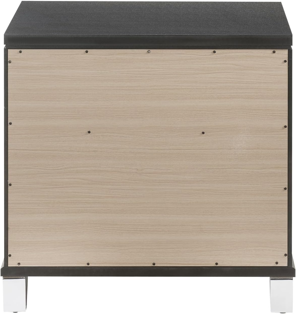 Metallic Gray Finish Nightstand, Modern Style 2-Drawer Night Stand,for Small Spaces