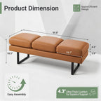 Shahoo Waiting Room Bench, Heavy-Duty Leather Reception Chairs with Metal Legs, Office Guest Chairs for Guests, Home Conference Lobby Area, 60 Inch, Brown