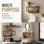 Wall Mounted Nightstand with Storage Shelf, Floating Bedside Table with Hooks, Space-Saving Modern Nightstand for Bedroom, Dorm Room, or Small Spaces