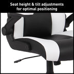 Realspace RS Gaming™ RGX Faux Leather High-Back Gaming Office Chair, Black/White, BIFMA Compliant