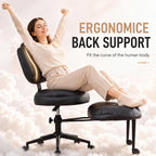 IPKIG Ergonomic Cross Legged Office Chair with Wheels, 360° Swivel Criss Cross Chair with Adjustable Footrest and Backrest for ADHD, Meditation, Yoga, PU Leather, Black