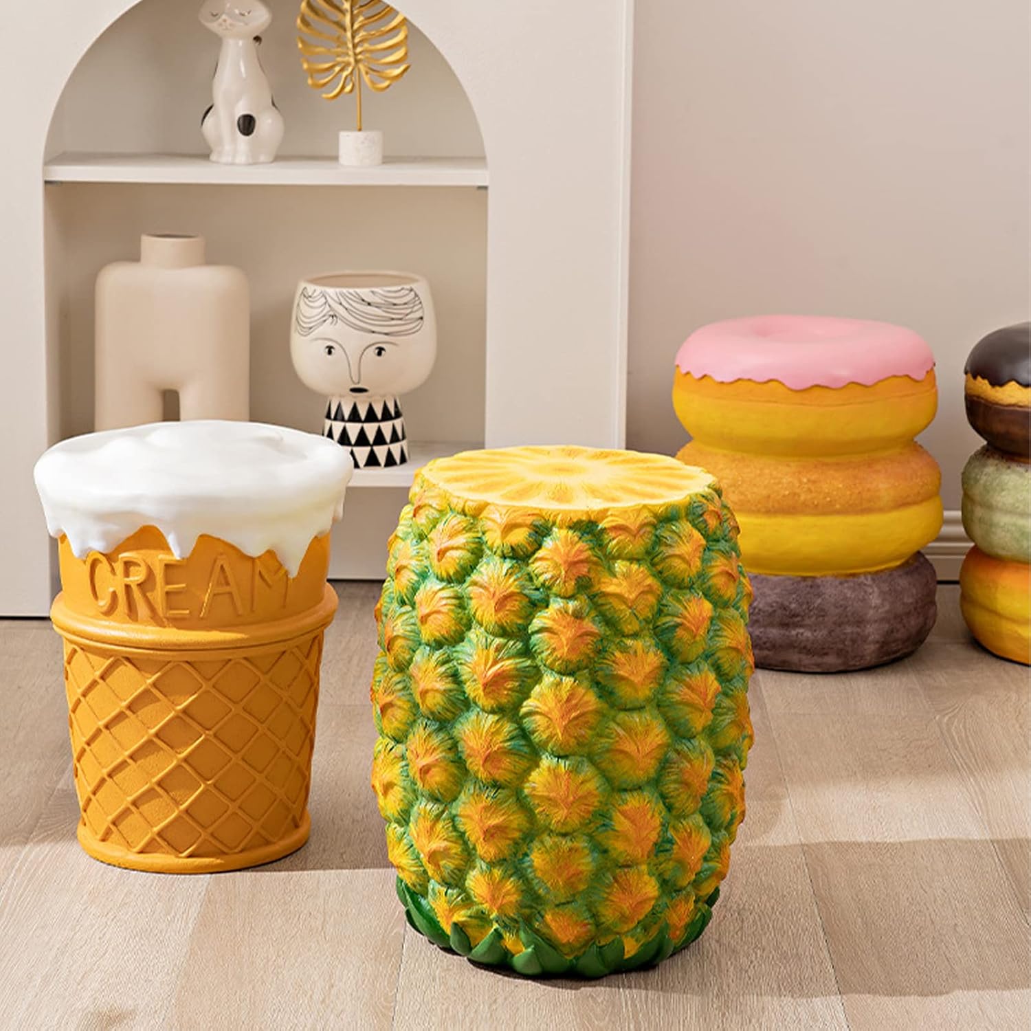 Headerbs Simulated Food Stool, Food Shoe Changing Stool Fun Comfortable for Home (Type C 3.7in)