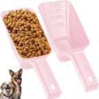 2 Cup Dog Food Scoop(2 Pack), Plastic Pet Food Scoop with Measuring Lines for Accurate Pet Food Portions,Dishwasher Safe (Pink)