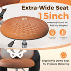 Rolling Stool Chair with Wheels, Office Drafting Chair with Back Support, Height Adjustable Standing Desk Stool with PU Leather Cushion for Home Office Kitchen Vanity Spa Garage Tattoo Dentist, Camel