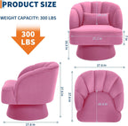 GarveeHome Modern 360° Swivel Velvet Barrel Accent Armchair – Striped Backrest & Plush Padding, Comfy Round Lounge Chair for Living Room, Bedroom, Reading Nook