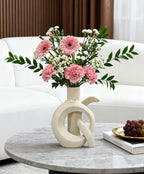 Ceramic Vase Set of 2, OK Shape, Modern Nordic Boho Home Decor - Matte Minimalist Decorative Vases for Living Room, Shelf, Wedding Centerpiece, Table Decor (Cream White)