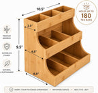 Theodore Tea Bag Organizer – Wooden Tea Organizer and Storage for Home, Kitchen, Office – 180 Tea Bag Holder - Vertical Display Tea Box. Also for Coffee Pods, Sugar, Sweeteners and Creamers.