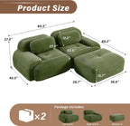 SoarFlash 81” Sectional Cloud Boneless Sofa Couches for Living Room-2 Seater L-Shaped Modern Lounge Couch-No Assembly Modular Corduroy Convertible Sponge Sleeper Sofas with Chaise for Home House,Green