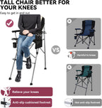 Foldable Directors Makeup Salon High Chair - Portable Camping Bar Height Folding Photoshoot Chairs with Stroage Bag Cup Holder Non-Slip Footrest, Supports 400 lbs Black Tall Director Chair
