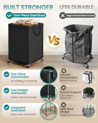 SONGMICS Laundry Basket with Wheels, Rolling Laundry Hamper with Steel Frame, Removable Liner Bag,45 Gallon (170 L), Ink Black URLS031BH01