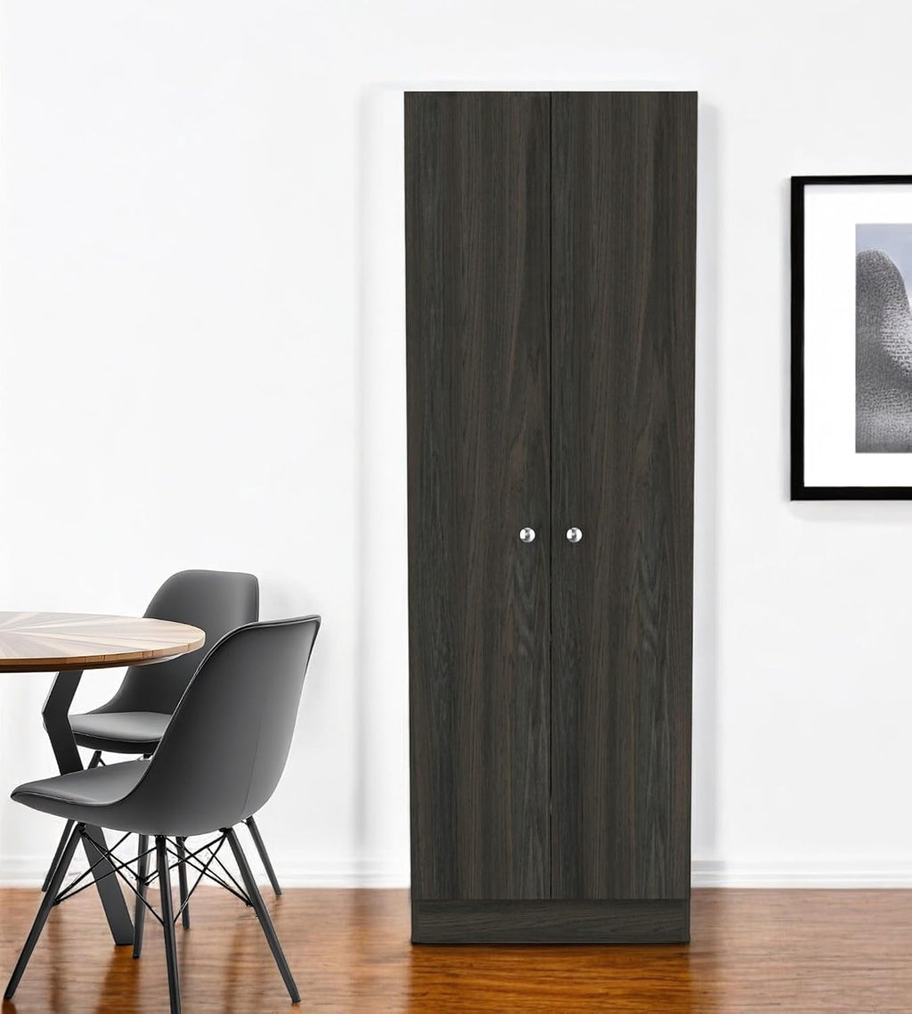 HomeRoots 71" Dark Brown Wood Pantry Or Storage Closet