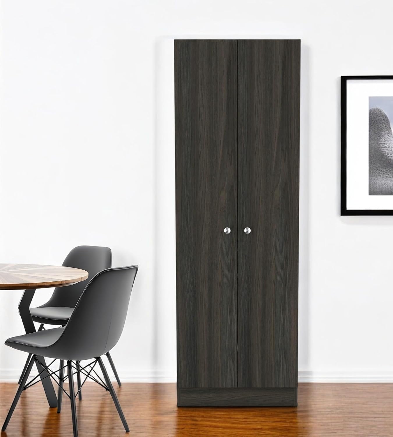 HomeRoots 71" Dark Brown Wood Pantry Or Storage Closet