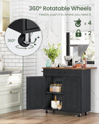 CHOEZON Kitchen Island, Kitchen Island Cart with One Double Cabinet and Drawer, Rolling Storage Cart with Power Strip, with Drop Leaf, for Kitchen, Living Room, Black and Rustic Brown MZD01UBFN1