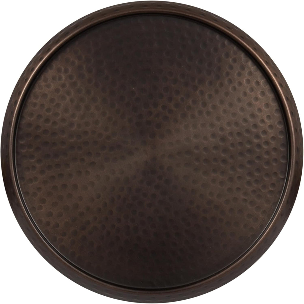 Kate and Laurel Sanzo Traditional Adjustable-Height Pedestal Drink Table, 11 x 11 x 30, Bronze, Vintage Round Indoor Metal Cocktail Table with Hammered Tabletop for Use as Indoor Plant Stand