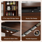 DHH 47"-63" Extendable Round Dining Table for 4–8 with Storage, Mid Century Modern Farmhouse Wood Oval Dinner Table with Pedestal Base for Kitchen, Living Room (Walnut)