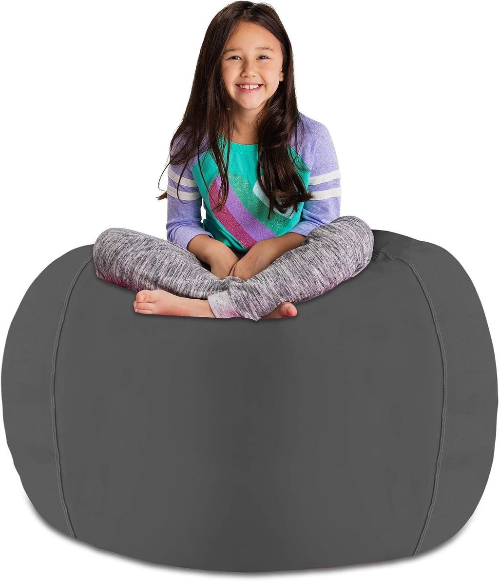 Posh Stuffable Kids Stuffed Animal Storage Bean Bag Chair Cover - Childrens Toy Organizer, X-Large 48" - Heather Gray