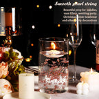 Hicarer 157 Feet 24 Strings Pearl String for Floating Candles Highlight Faux Pearl as Vase Filler Ideal for Wedding Party Garland Home Table Centerpieces Decor(Rose Gold)