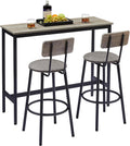 Bar Table for 2,3 Piece Industrial Bar Table and 2 Bar Stools with PU Leather Backrest,Counter Height Kitchen Dining Table with Chairs for Dining Room,Space Saving Breakfast Bar,Rustic Gray