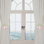 Meplait 2 Pack Magnetic Curtain Tiebacks, Curtain Holdbacks with Tulip Flower & Pearl Adjustable No Drill Curtain Tie Backs for Living Room Bedroom Baby Nursery Home Decor (Pink)