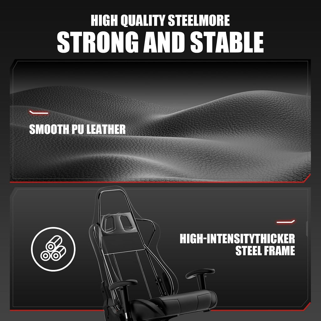 GTRACING Gaming Chair Racing Office Computer Ergonomic Video Game Chair Backrest and Seat Height Adjustable Swivel Recliner with Headrest and Lumbar Pillow Esports Chair (Dark Black)