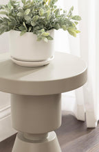 Kate and Laurel Boswell Modern Textured Metal Round Side Table, 12 x 12 x 18, Gray, Geometric Circle End Table for Use as Unique Bedroom Nightstand or Fun Indoor Plant Stand