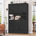 BOTLOG 72" Tall Black Pantry Cabinet, Kitchen Hutch with Wine Rack, Microwave Stand, Buffet Cabinet with Hutch for Dining Room Kitchen, Home Bar Black