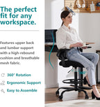 DUMOS Drafting Chair for Standing Desk, Counter Height Adjustable, Flip-up Arms, Ergonomic Mid Back Mesh Rolling Work 360° Swivel Office Computer Chairs with Wheels, for Bedroom Livingroom, Ink