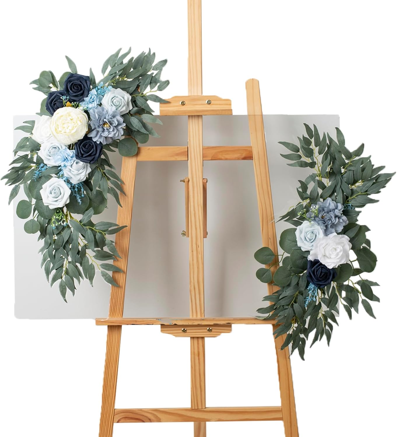 AitnWoy Artificial Wedding Arch Flowers Kit 2 PCS Dust Rose Flowers Silk Peony Floral Swag Welcome Sign for Wedding Ceremony Party Home Garland Decor