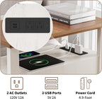 HOMMPA Narrow Side Table with Charging Station, 23.6'' W Farmhouse End Table with Open Shelf & Storage Drawers for Sofa Couch, Slim Rustic Sofa Side Table for Small Space, Living Room, Rustic White
