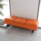kinbor Waiting Room Bench for Salon - Modern Bench Waiting Room Chairs, Upholstered Lobby Chairs Reception Area Leather Bench Furniture with Metal Legs, 3 Seat