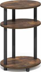 Furinno Turn-N-Tube Side Table, 3-Tier Oval End Table, Night Stand, Bedside Table, for Living Room, Bedroom, Amber Pine