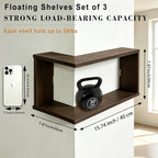 LIYAOLI Floating Shelves for Inside & Outside Corners Wall Shelves, Modern Wooden Corner Shelf Wall Mounted for Bedroom Living Room Bathroom Kitchen,Space Saving Wall Decor (Vintage - Set of 3)