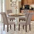 COLAMY Button Tufted Dining Chairs Set of 4, Parsons Upholstered Fabric Dining Room Chairs Kitchen Chairs with Wood Legs and Padded Seat, Taupe