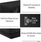 Brafab Buffet Cabinet, 118" Modern Mid-Century Credenza with 8 Doors, Wood Sideboard Cabinet with Geometric Doors for Living Room and Kitchen, Black