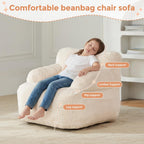 Bean Bag Chairs for Kids with Armrests, Comfy Kids Bean Bag Chair, Soft-Filled Cozy Bean Bag Sofa for Boys and Girls, Small Bean Bags for with Pocket, Floor Chair for Gaming, Reading & Relaxing, Beige