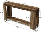 LITTLE TREE Long Entryway Table, 63-Inch Narrow Farmhouse Console Sofa Table for Behind Couch, Hallway, Entry Way, Entrance, Foyer, Living Room with 2-Tier Shelves, Vintage Brown