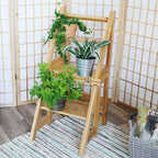 Innovative Creative Multi-Functional Bamboo Folding 3 Step Chair Stool, Reversible Portable Wooden Step Ladder Storage Shelf Use for Kitchen, Library, Garage, Office