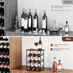 Nuovoware Wine Racks Countertop, Wine 9 Bottles Holder, Metal Wine Storage Organizer for Kitchen, Bar, Table, Cabinet, Wine Cellar, Vintage Brown