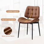 Upholstered Dining Chairs Set of 4, Mid Century Modern Faux Leather Dining Chairs with Walnut Bentwood Back and Metal Legs for Dining Room, Restaurant, Café, Brown