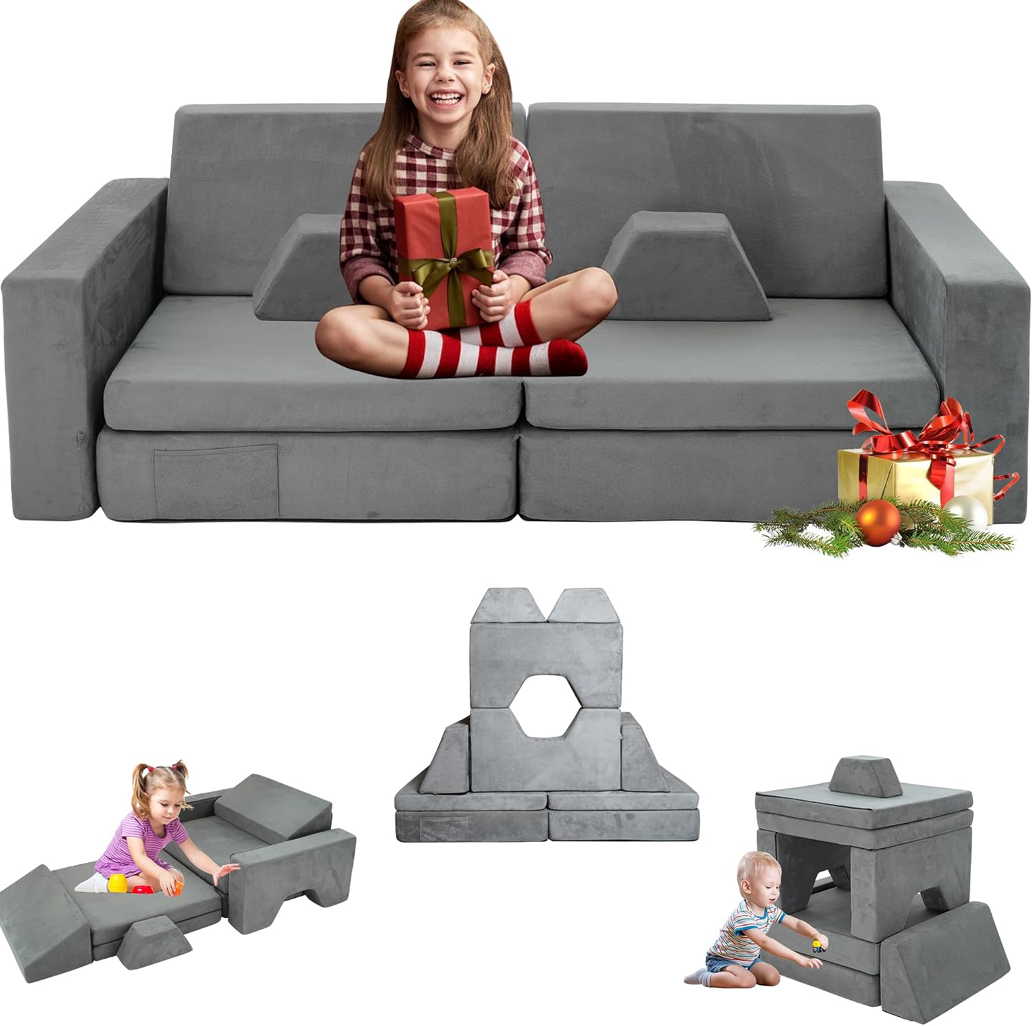 Modular Kids Sofa,Couch for Toddler and Baby Playroom/Bedroom,Perfect Toddler & Baby Couch for Play & Lounging,Ideal for Boys & Girls.New Recommended